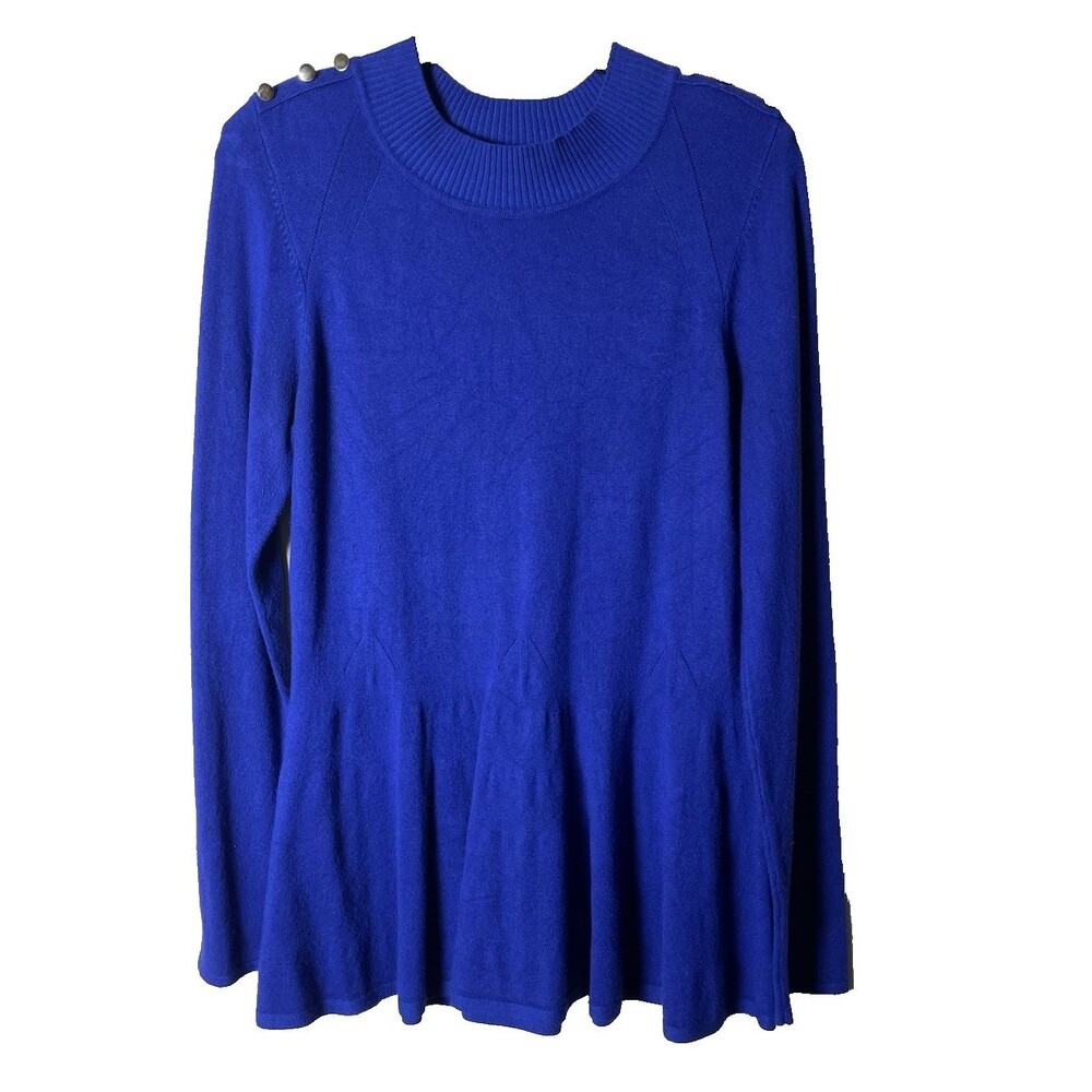 Talbots Woman's Long Sleeve Navy Blue Peplum Sweater Size Medium